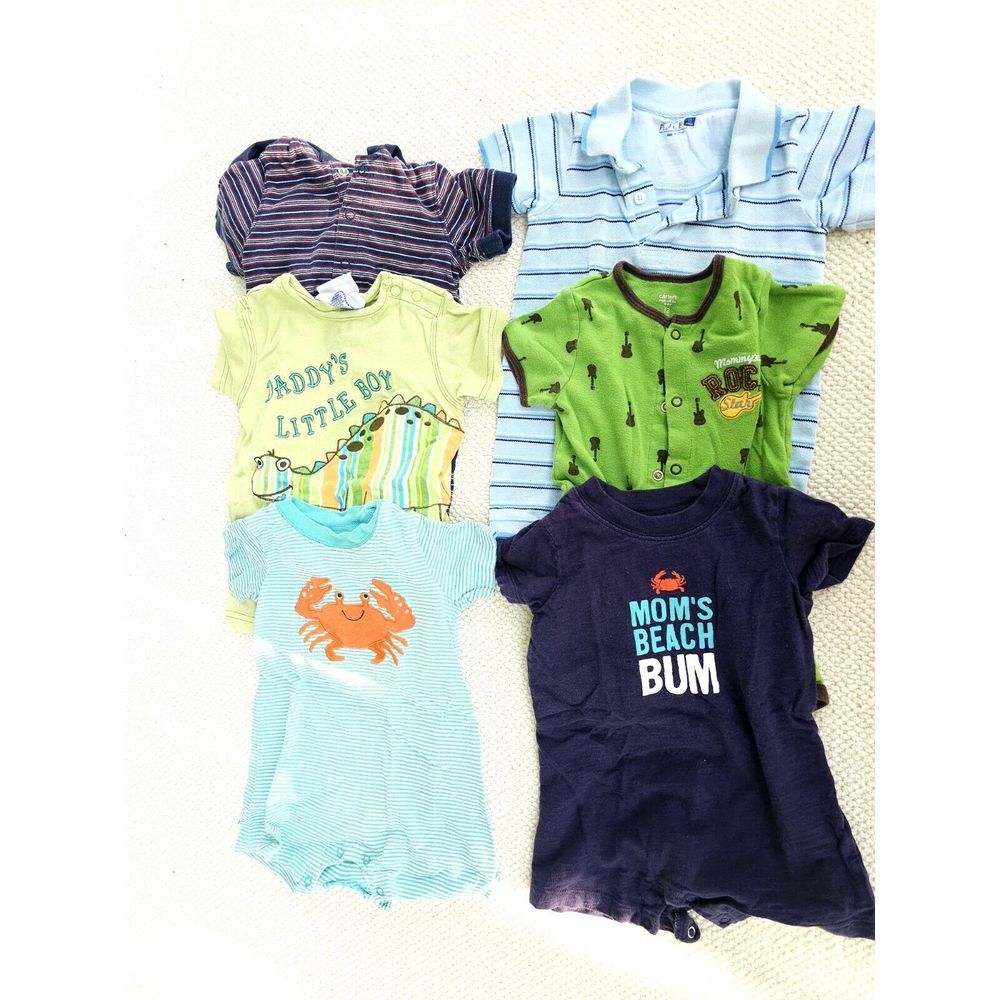 Various Brands One Piece Bodysuit Boys Size 12mo 12 Months Lot‎ Of 6